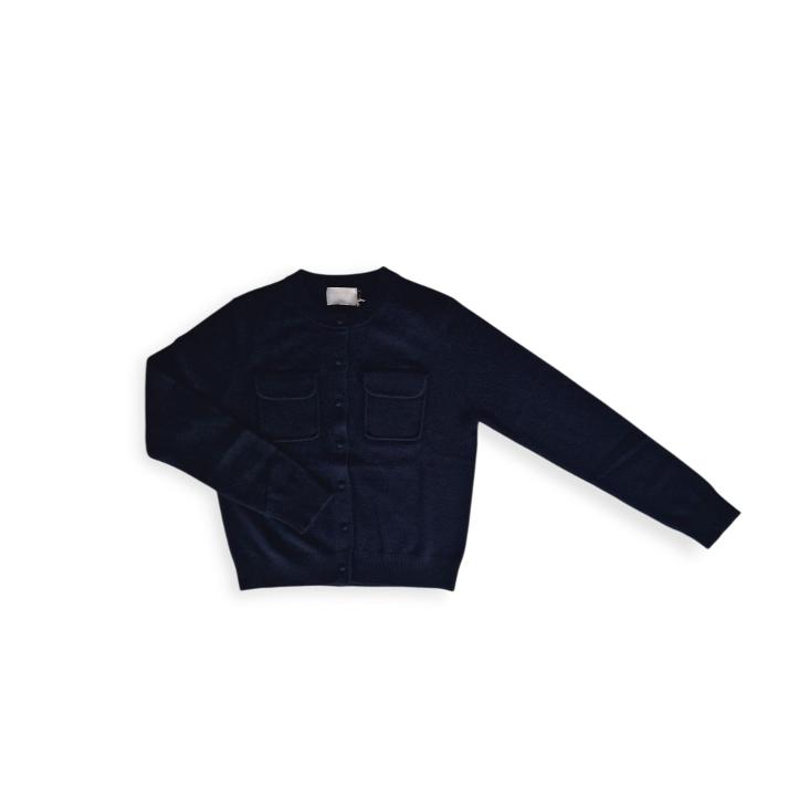 Cardigan R-neck with pockets navy
