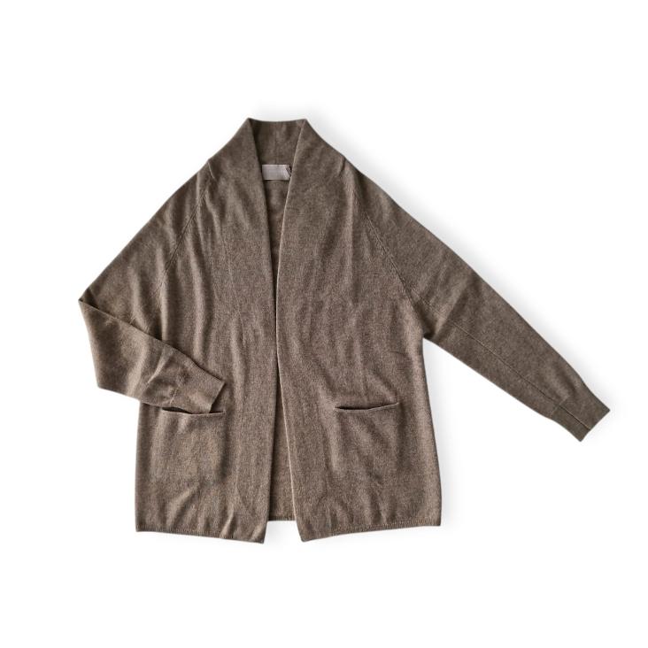 Cardigan open collar macadamia