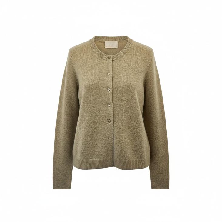 Cardigan long sleeves R-neck cable melange