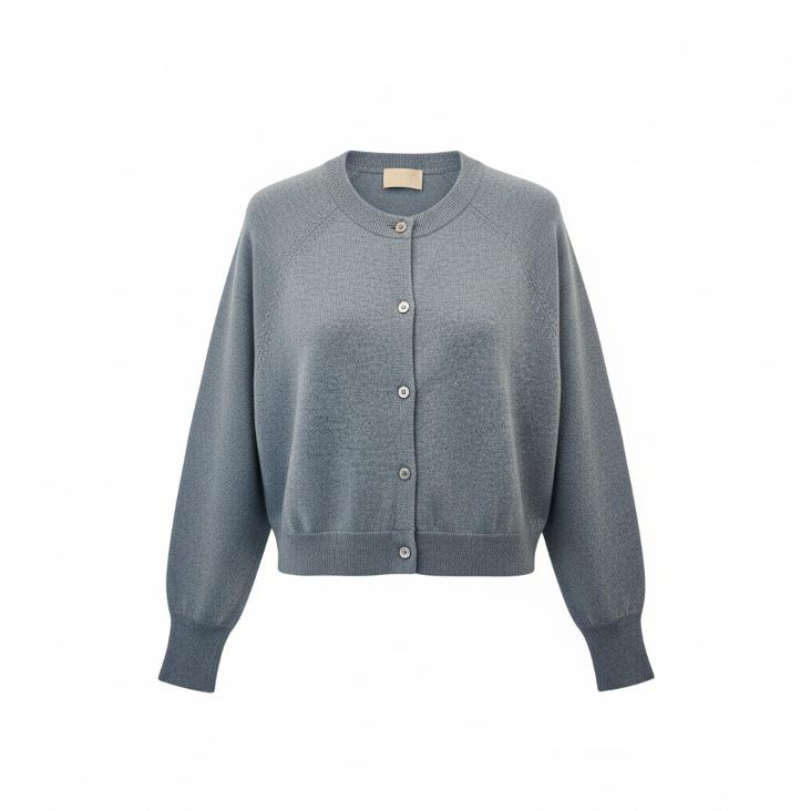 Cardigan long sleeves R-neck blue apache