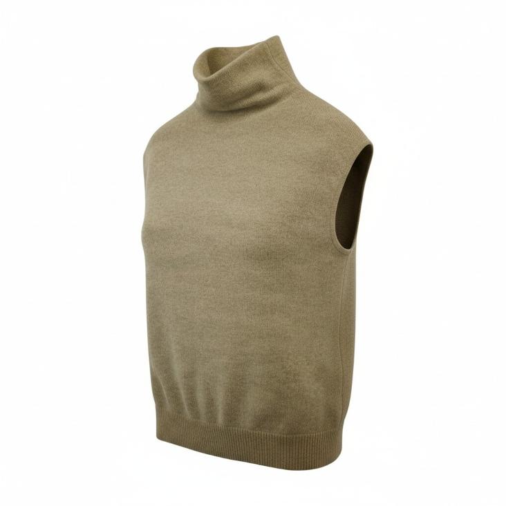 Pullover sleevesless H-neck cable melange
