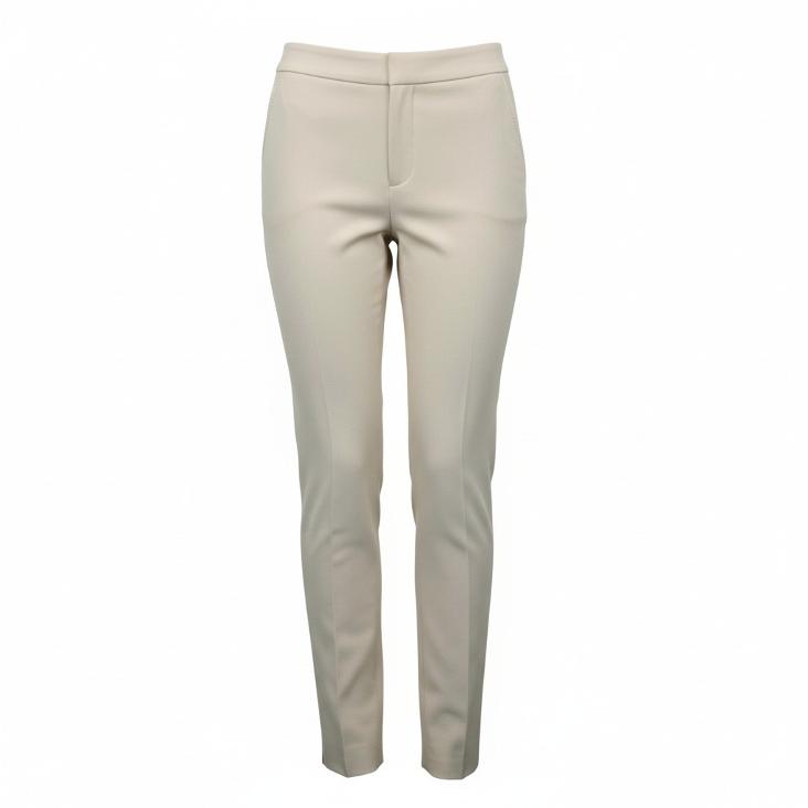 Cigarette pants stretch viscose-cotten double cloth beige birch