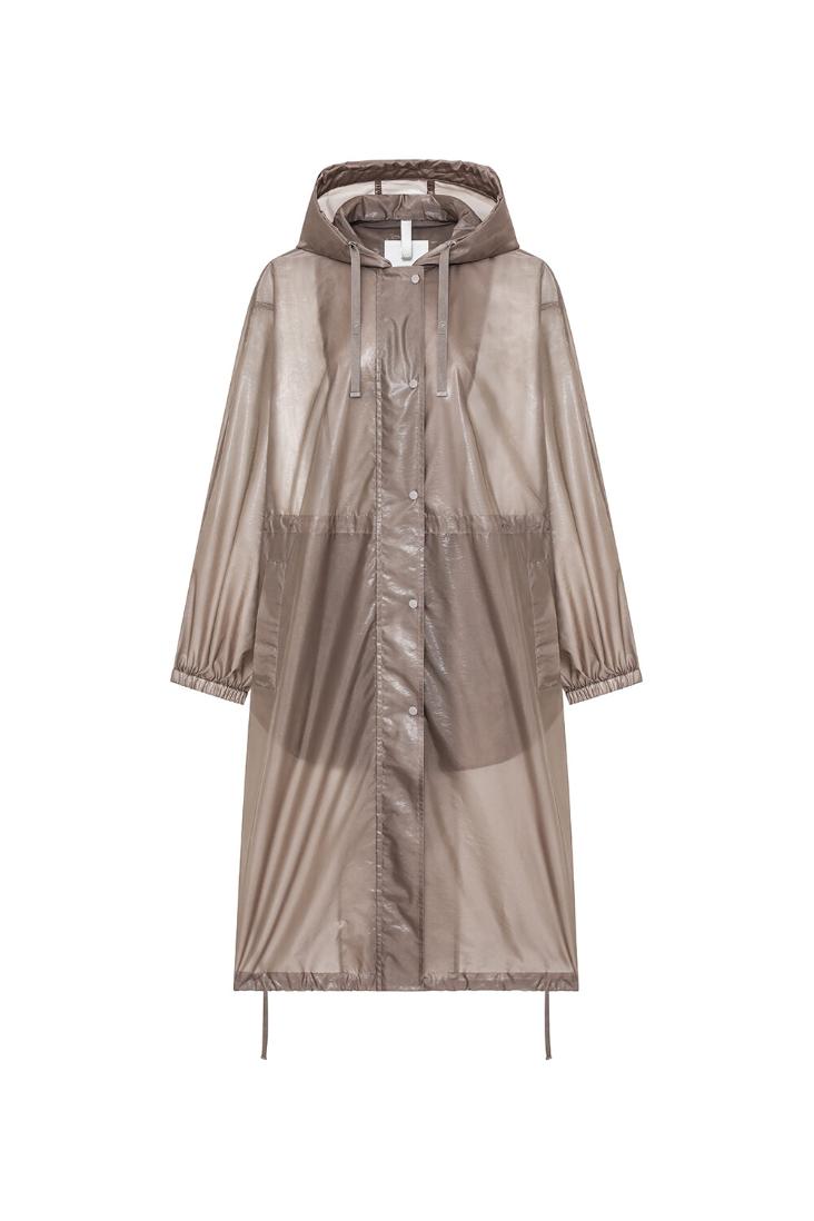 Parka long oversize transparent beige