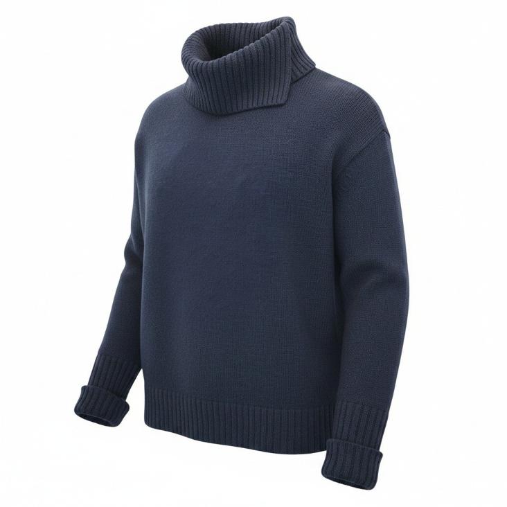 Knitewear sweater turtleneck with slit navy