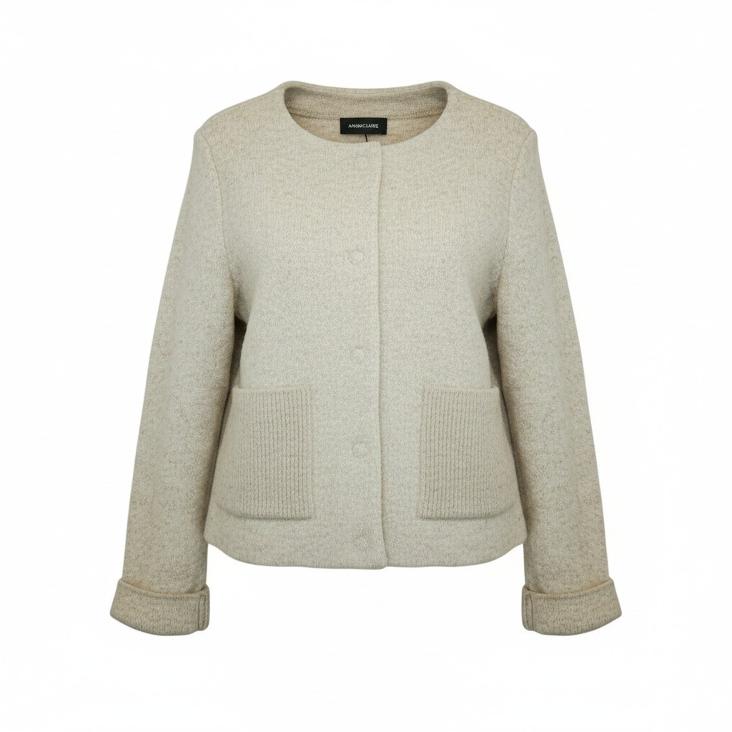 Knitewear jacket chanel with patch pockets nature