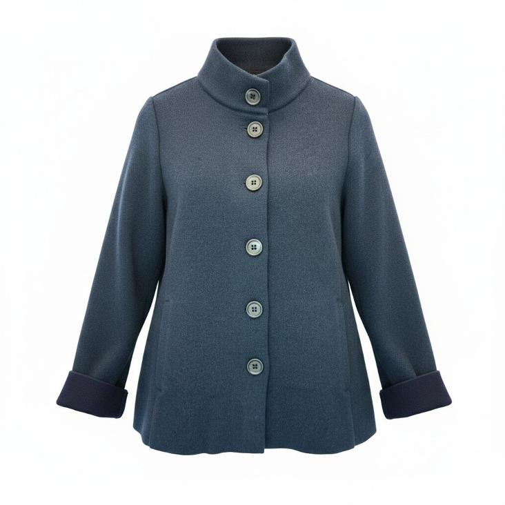 Knitewear jacket A-shaped with side pockets navy