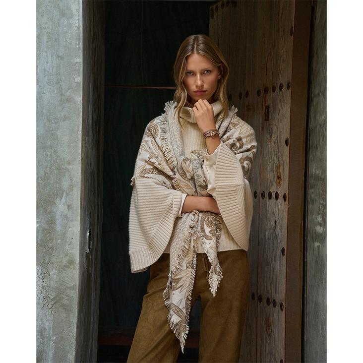 Scarf Triangle jungle print woven 100x200