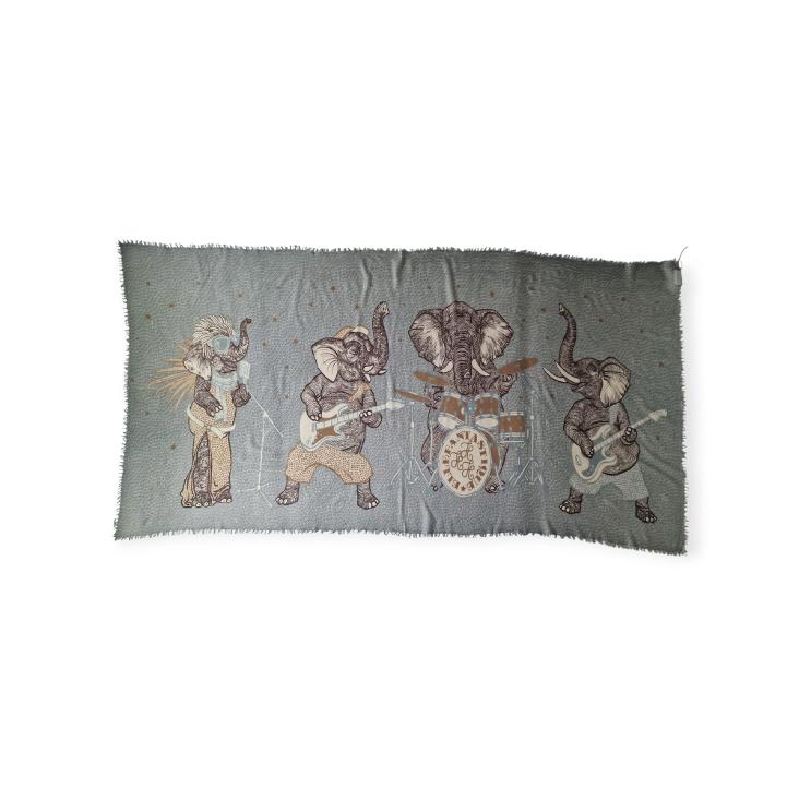 Scarf H elephant print knitted 95x180cm