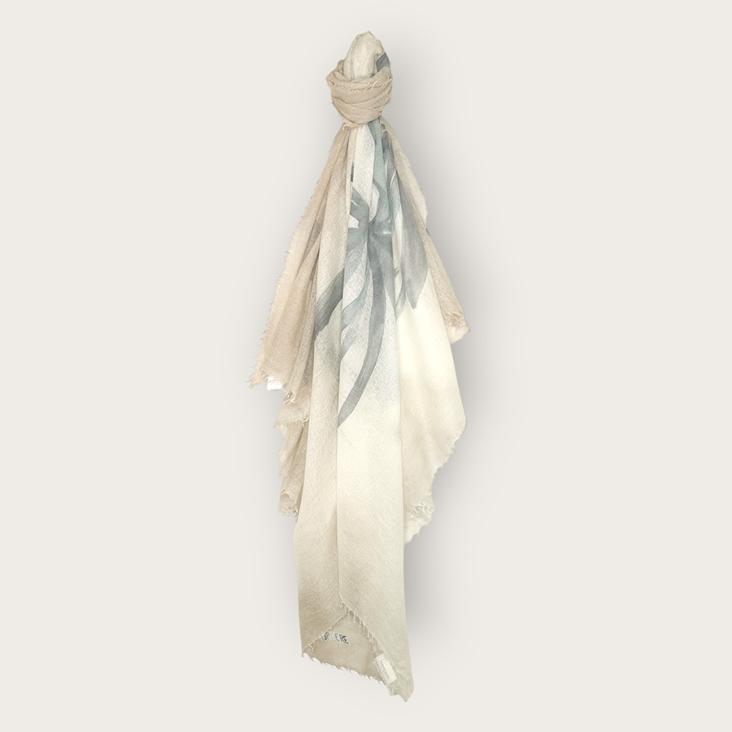 Scarf uni+palm print knitted