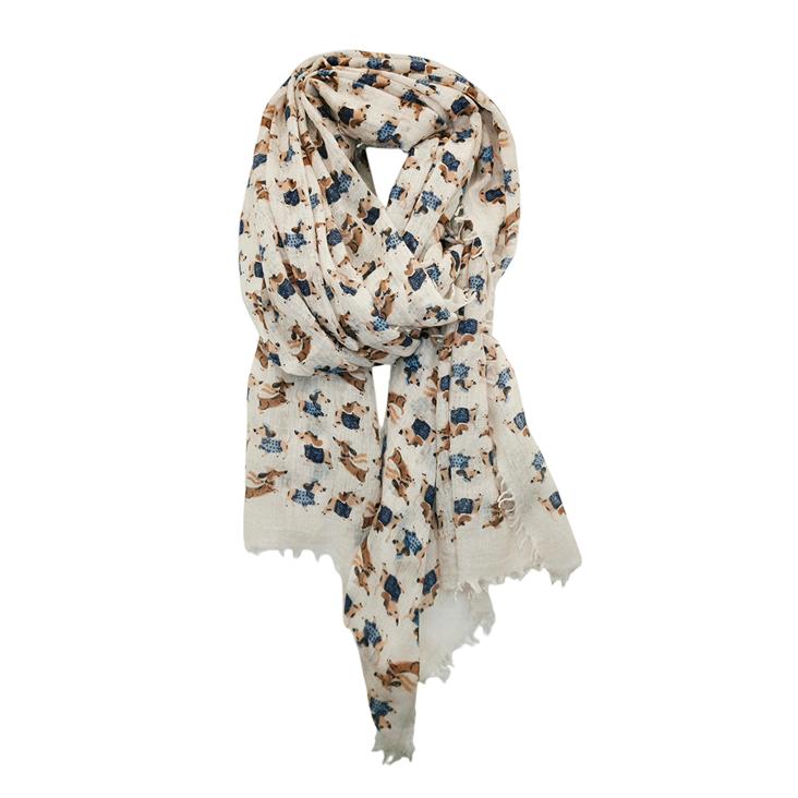 Scarf dog print woven 100x200
