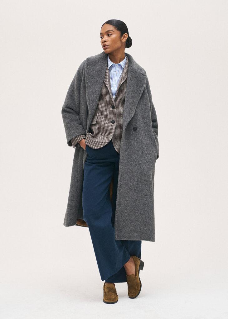 Coat double breasted grey