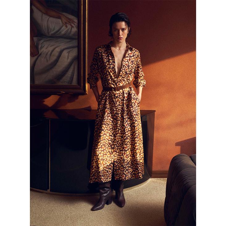 Dress printed brown
