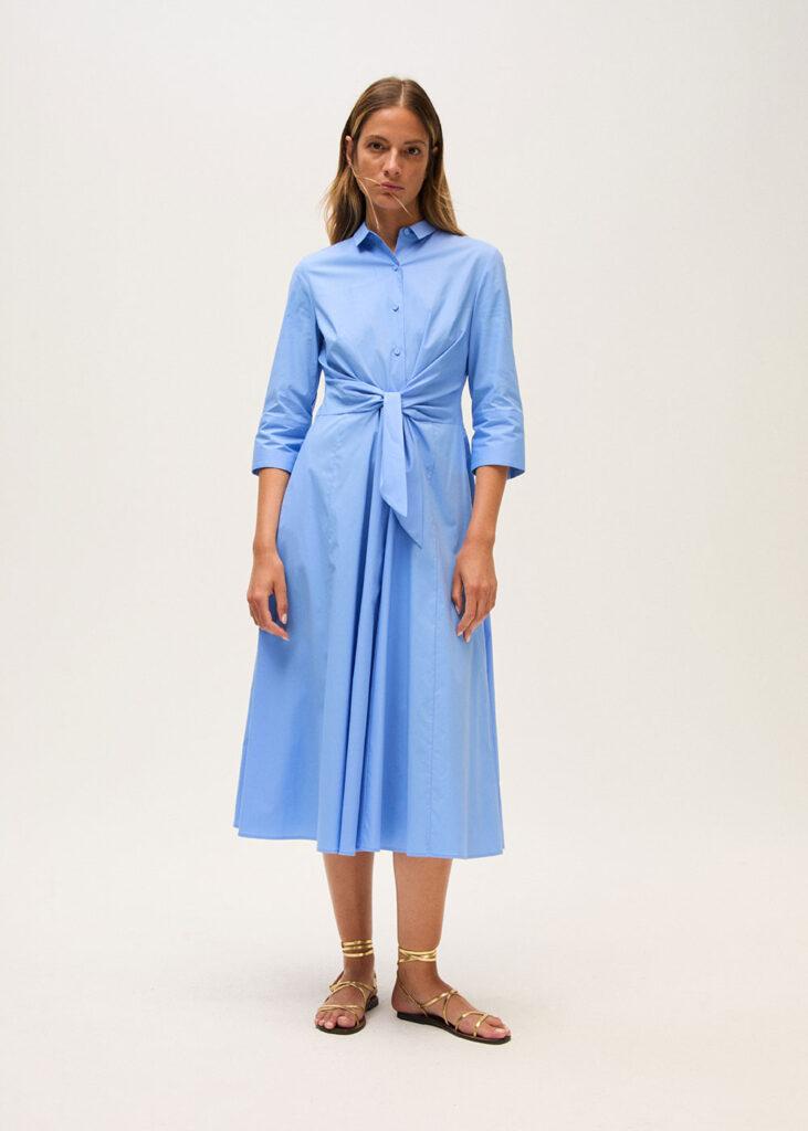 Dress whith belt cornflower blue - 1