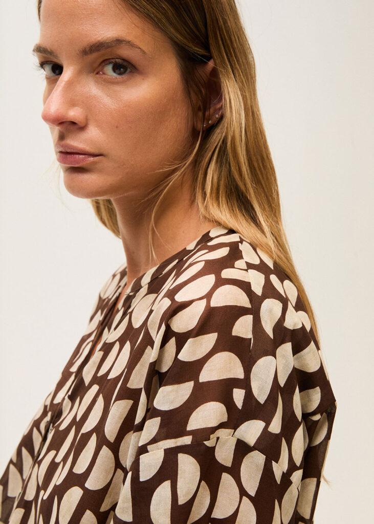 Shirt 7/8 sleeve brown - 2