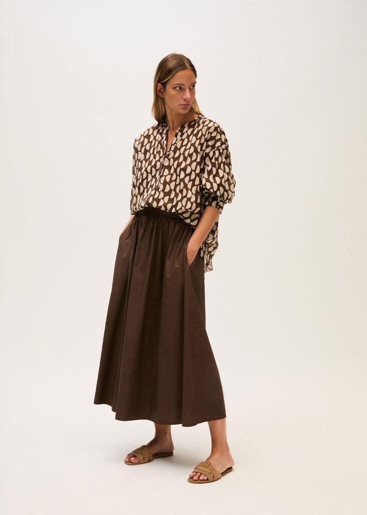 Shirt 7/8 sleeve brown - 0