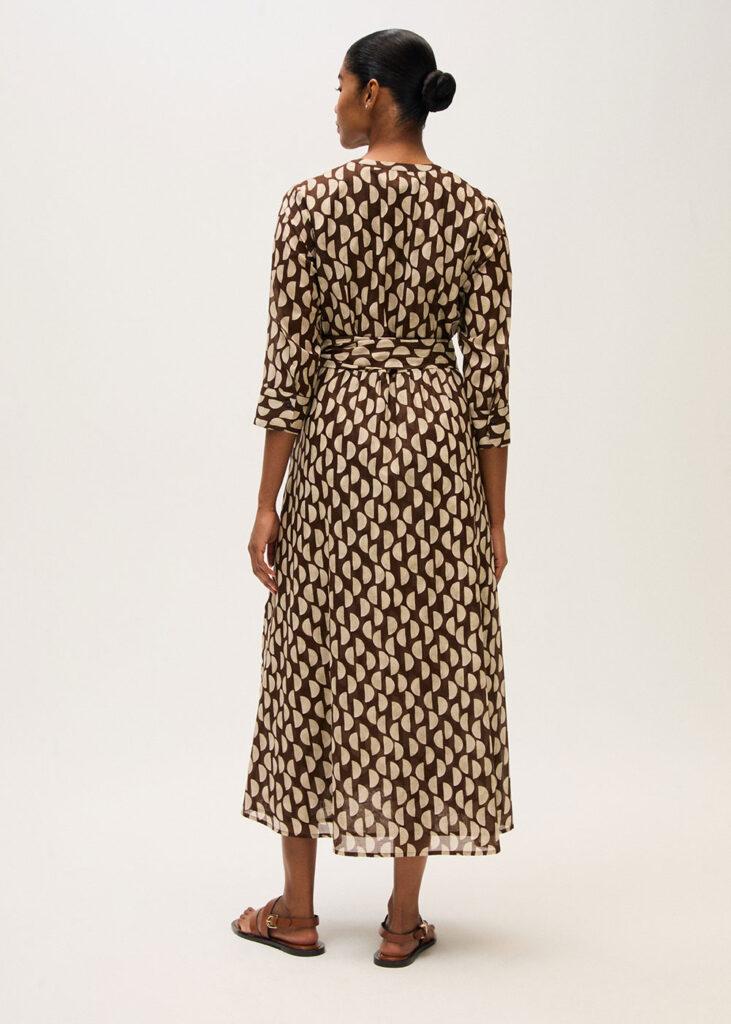 Dress 7/8 sleeve brown - 1