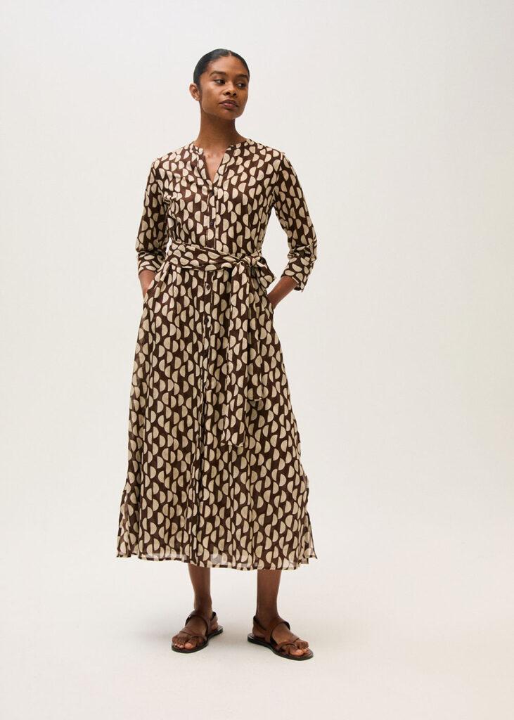 Dress 7/8 sleeve brown - 2