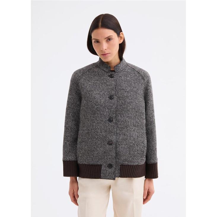 Bouson Jacke gewalkt mit Strickdetails braun